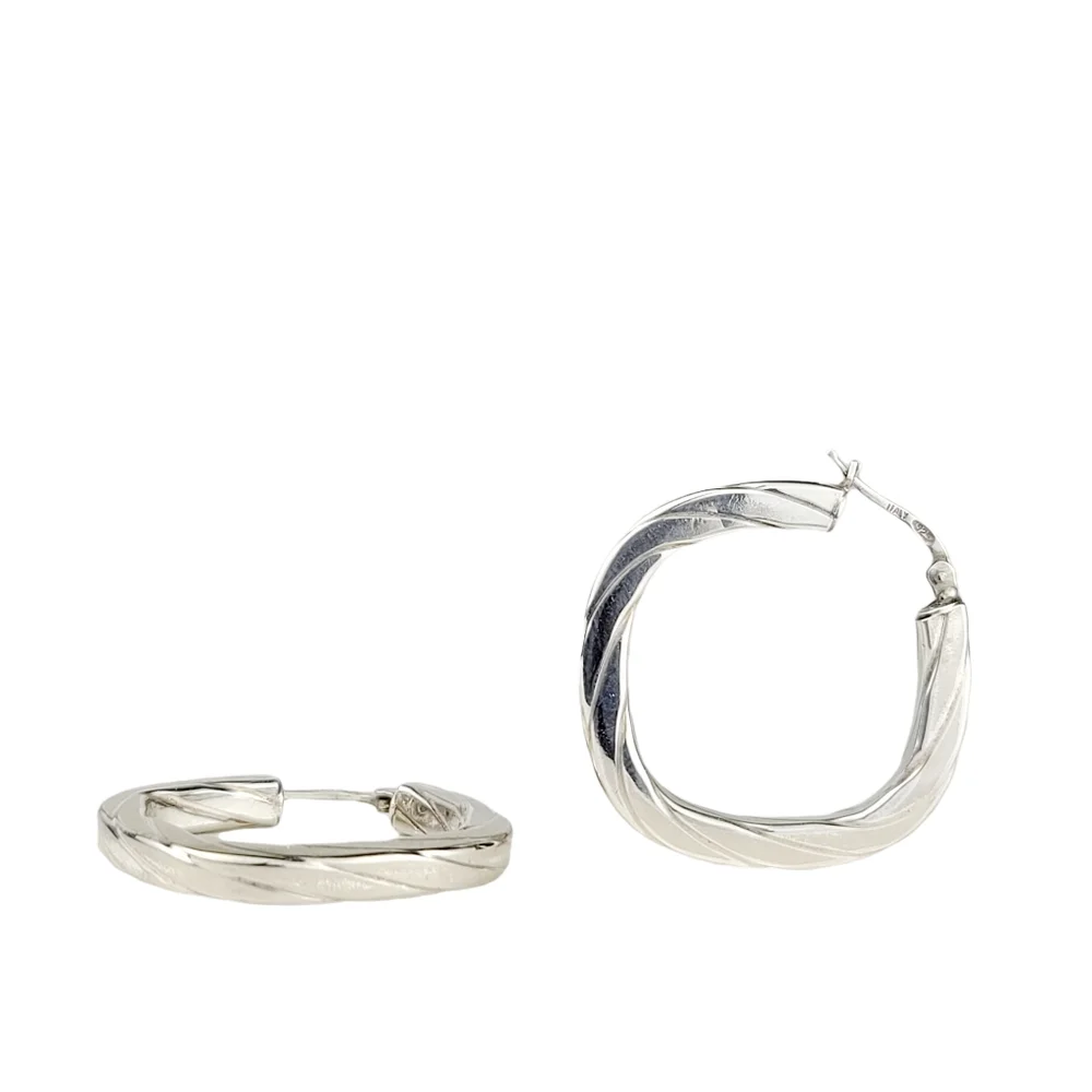 925 Sterling Silver Hoops Earrings Marked Italy - Picture 1 of 3